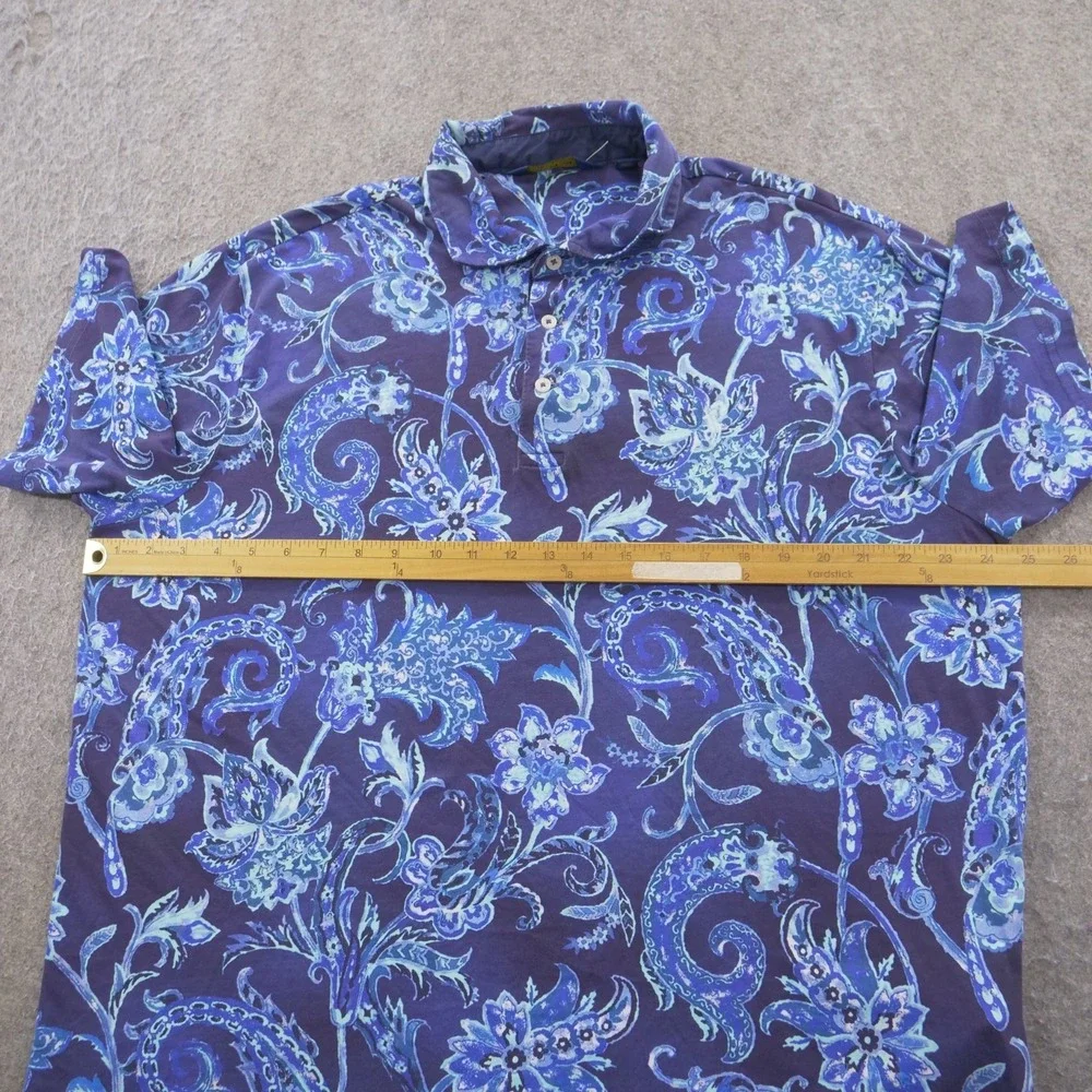 Polo Golf Ralph Lauren Shirt Mens Extra Large Blue Paisley Print Short Sleeve